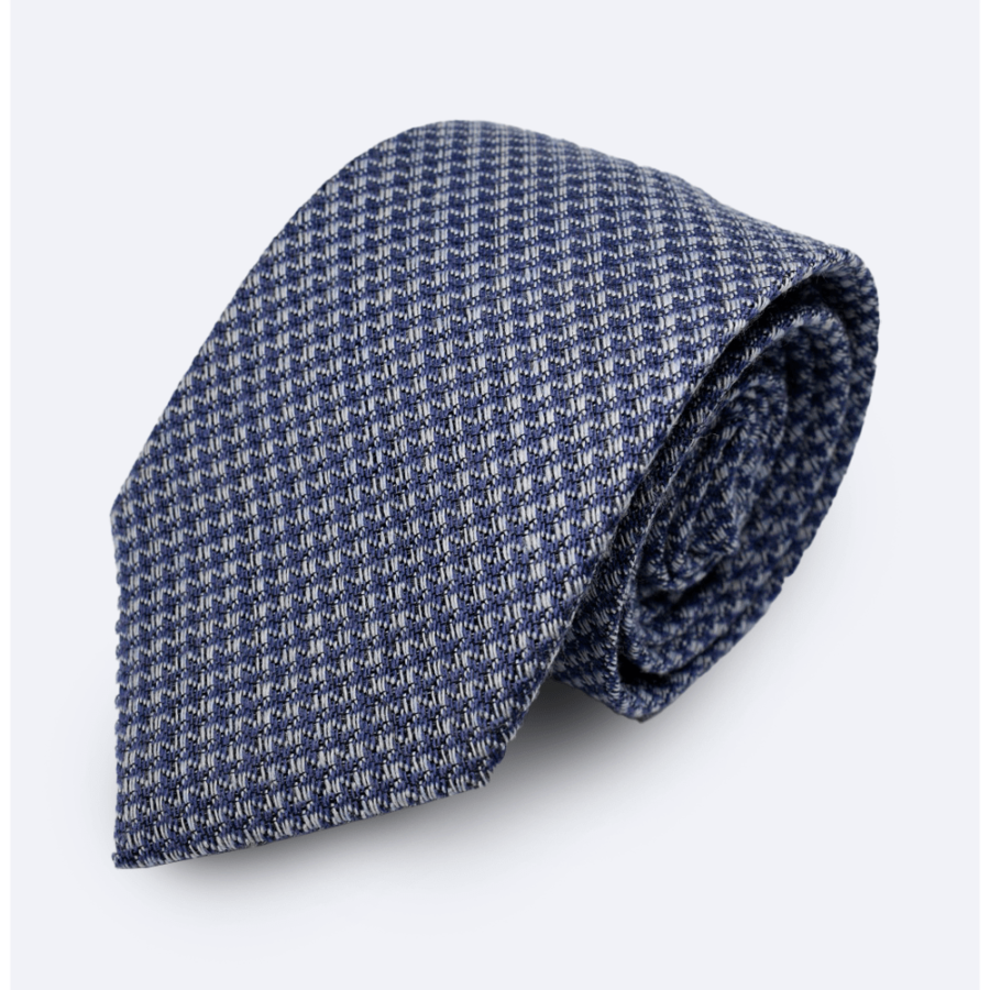 Corbata azul de lana con pata de gallo