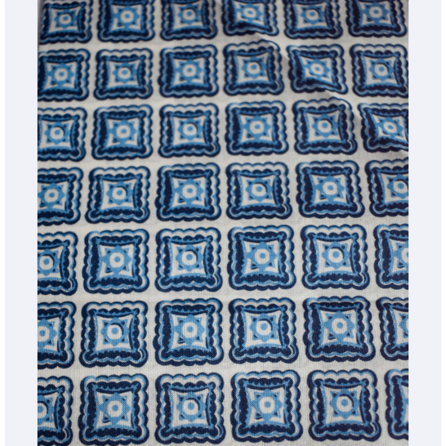 Pañuelo de bolsillo azul claro y blanco a rombos