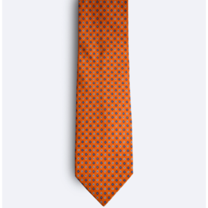 Corbata naranja floral azul, vista frontal