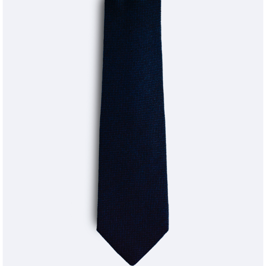 Corbata azul acero de lana, vista frontal