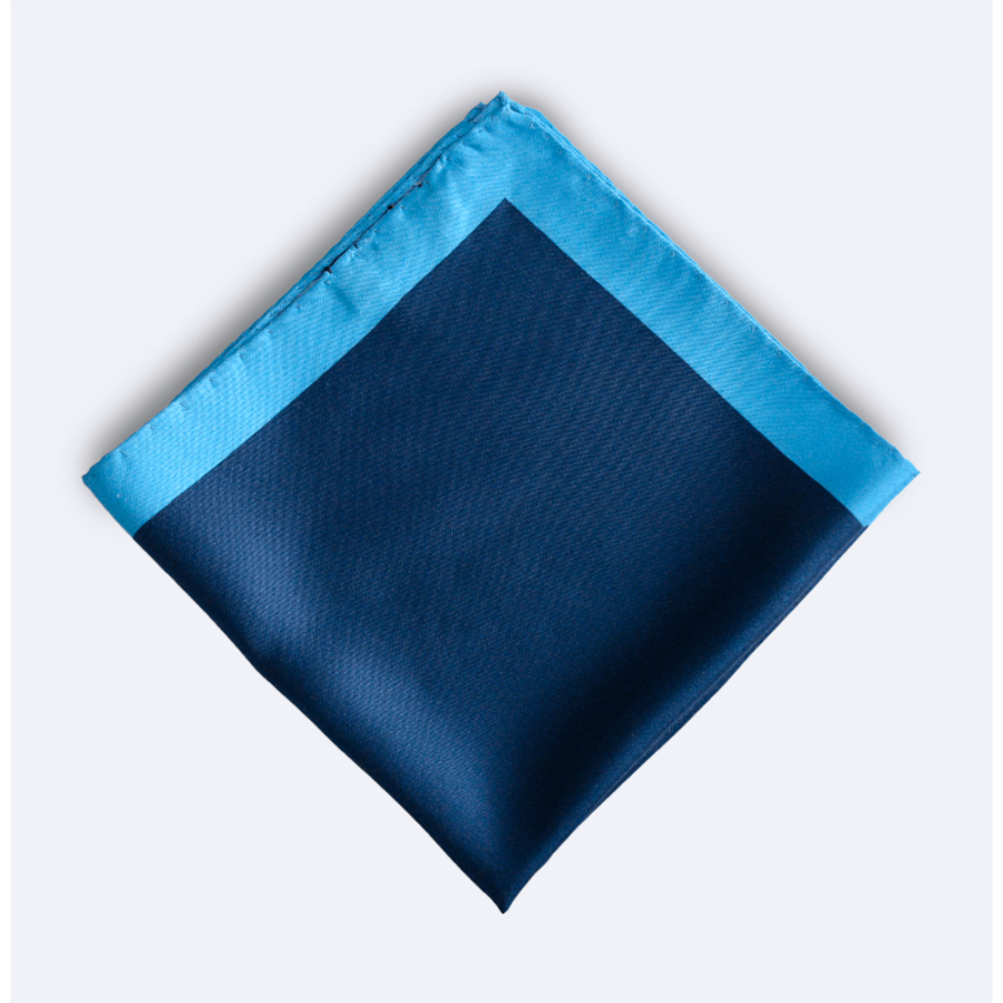 Pañuelo de bolsillo azul marino y azul, vista cenital