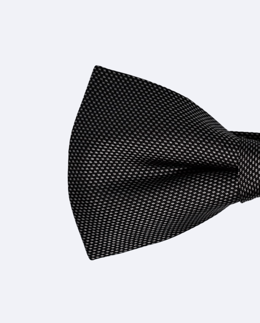 Pajarita negra y plateada de seda jacquard – Exclusivo tinto in filo