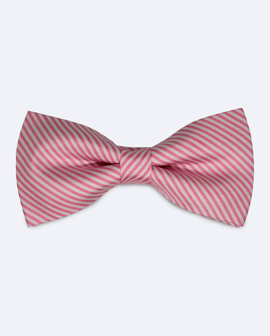 Pajarita rosa rayas blancas de seda