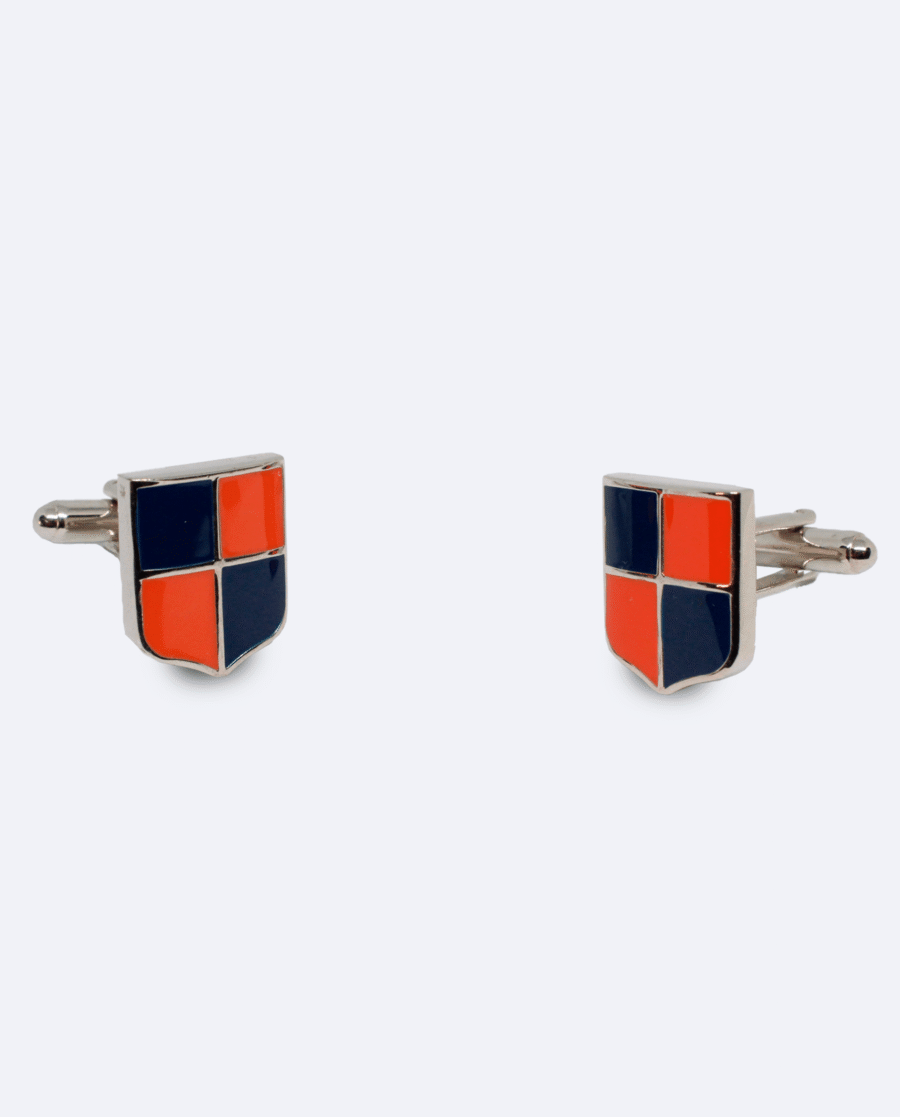 Gemelos escudo naranja y azul