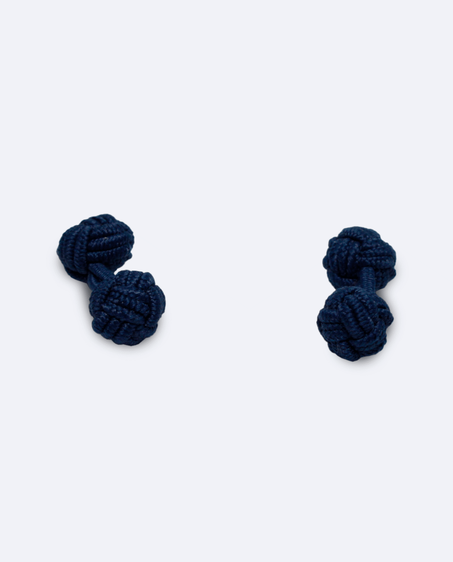 Gemelos nudo azul marino de seda elástica