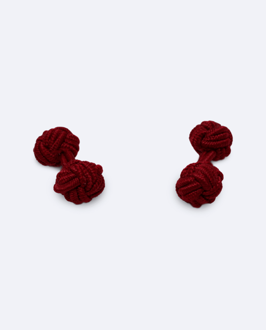 Gemelos nudo granate de seda elástica