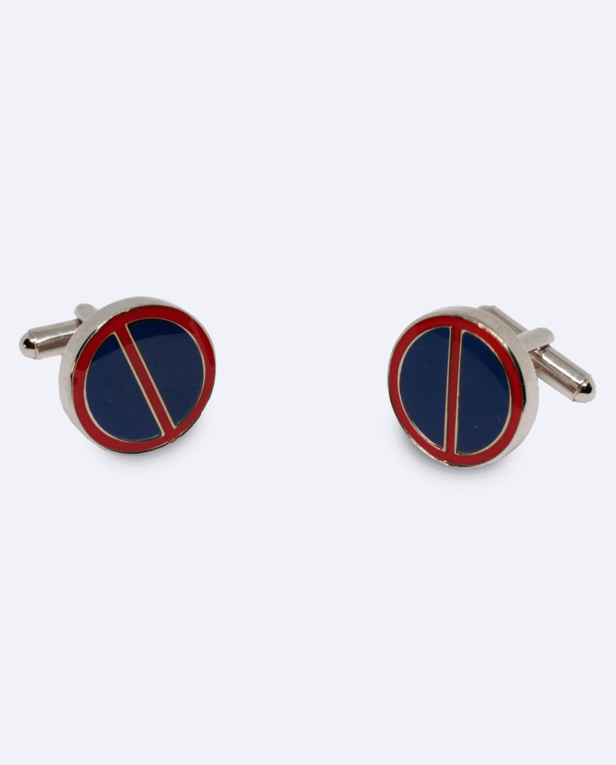 Gemelos señal de tráfico azul y rojo