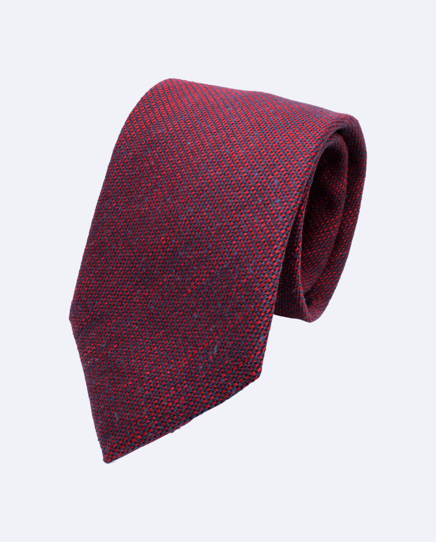Corbata de lino azul marino y rojo