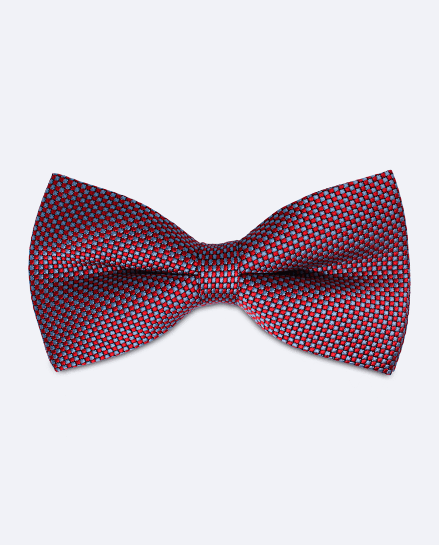 Pajarita azul claro y rojo con cuadros