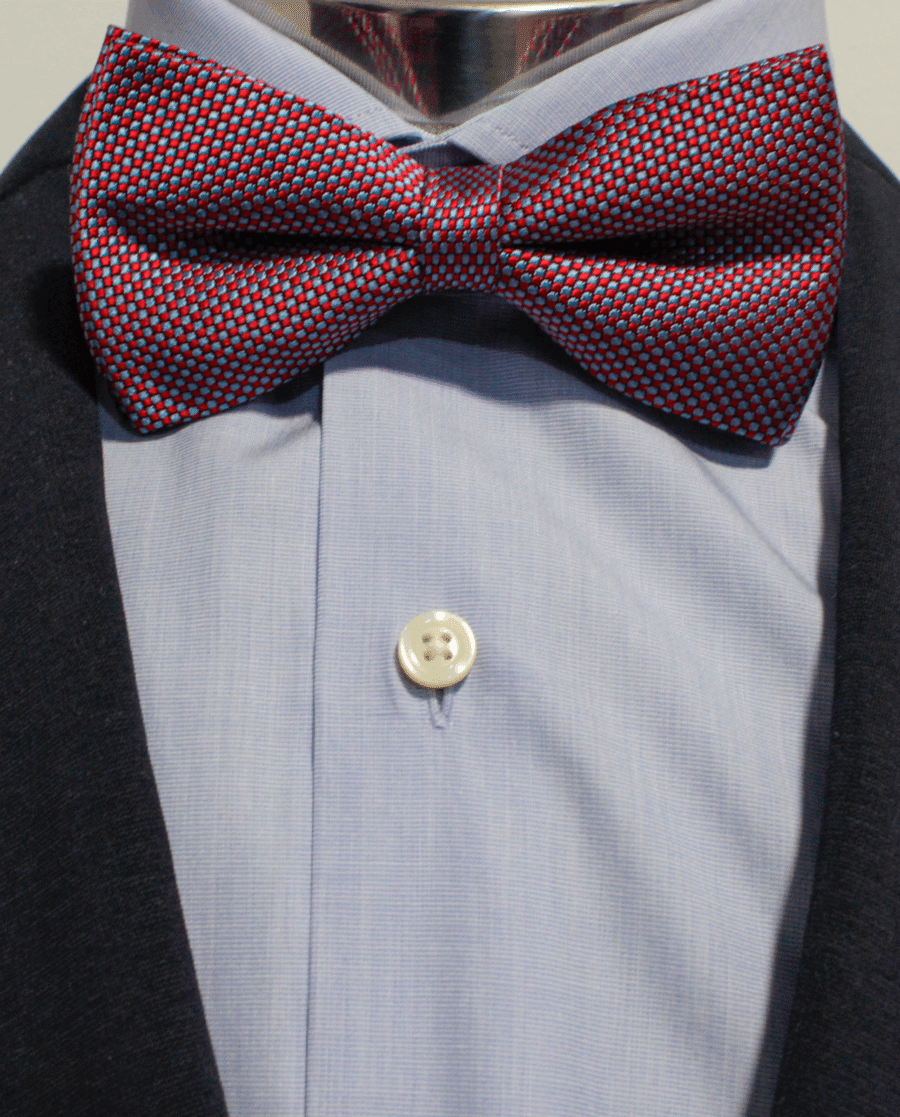 Pajarita azul claro y rojo con cuadros