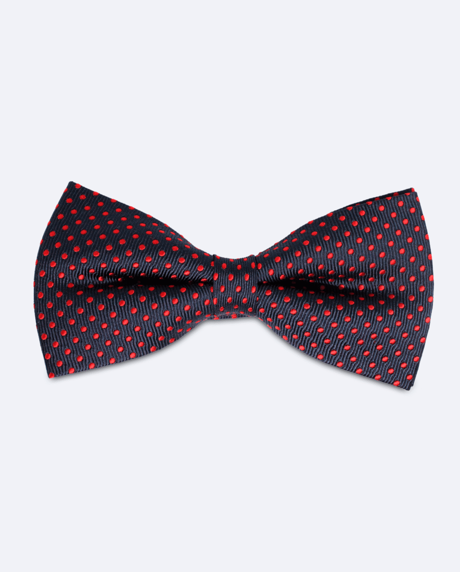 Pajarita azul marino con lunares rojos