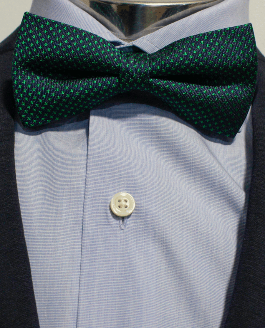 Pajarita azul marino y verde esmeralda pata de gallo en seda