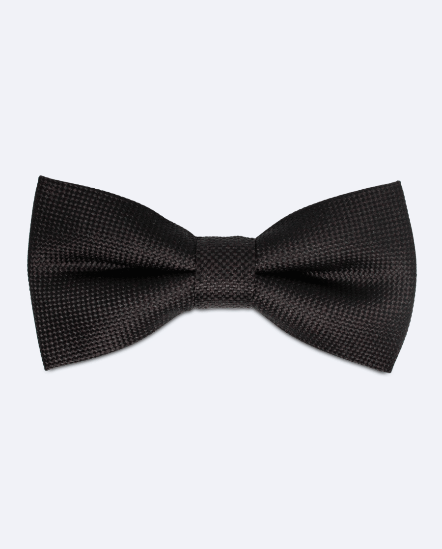 Pajarita de seda negra con microdiseño