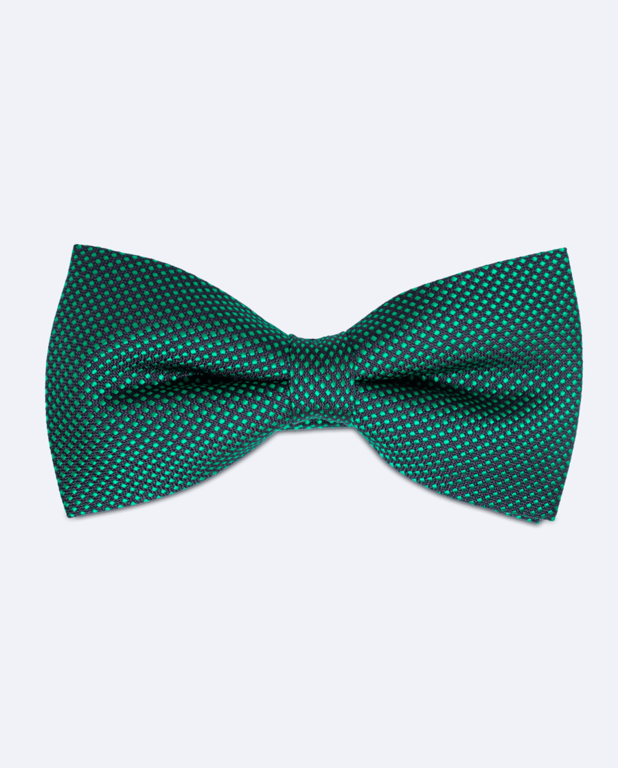 Pajarita negra con rombos verde esmeralda de seda