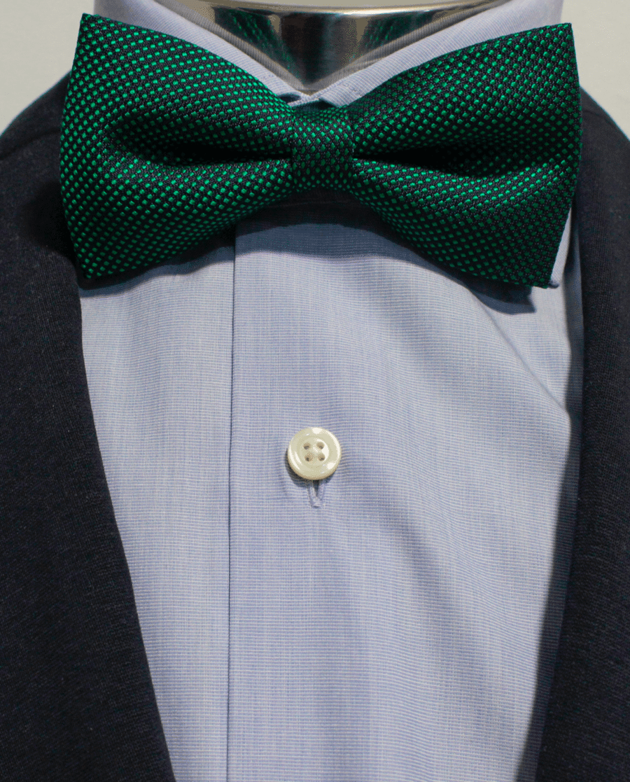 Pajarita negra con rombos verde esmeralda de seda