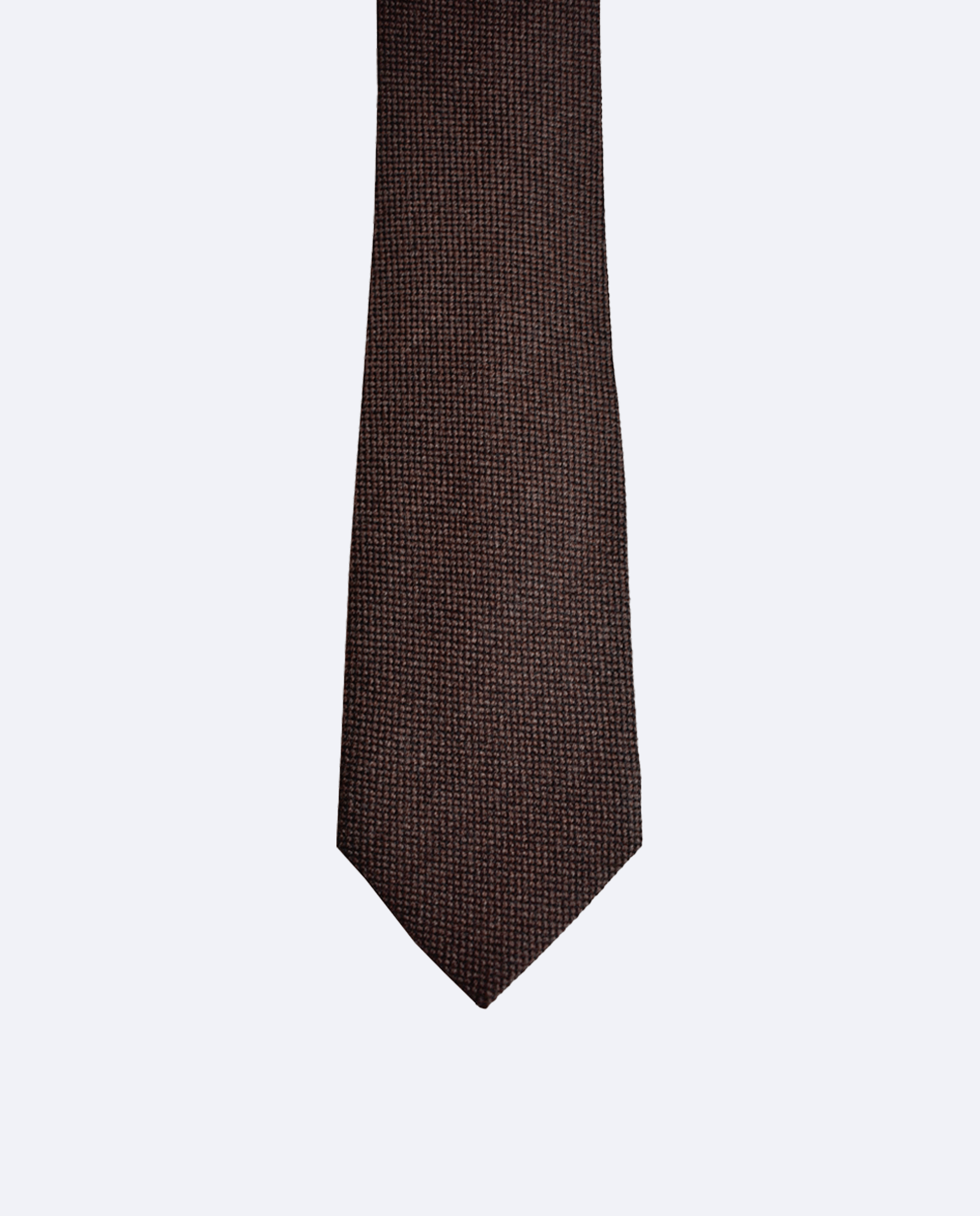 Corbata de lana marrón con tejido granulado, vista frontal