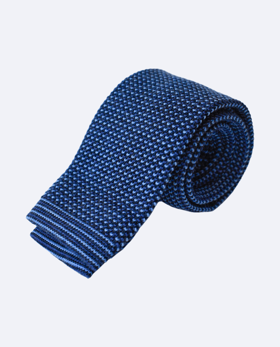 Corbata de punto azul marino y azul claro