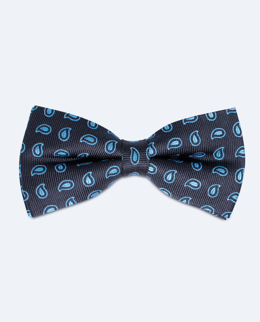 Pajarita azul oscuro con cachemir azul claro