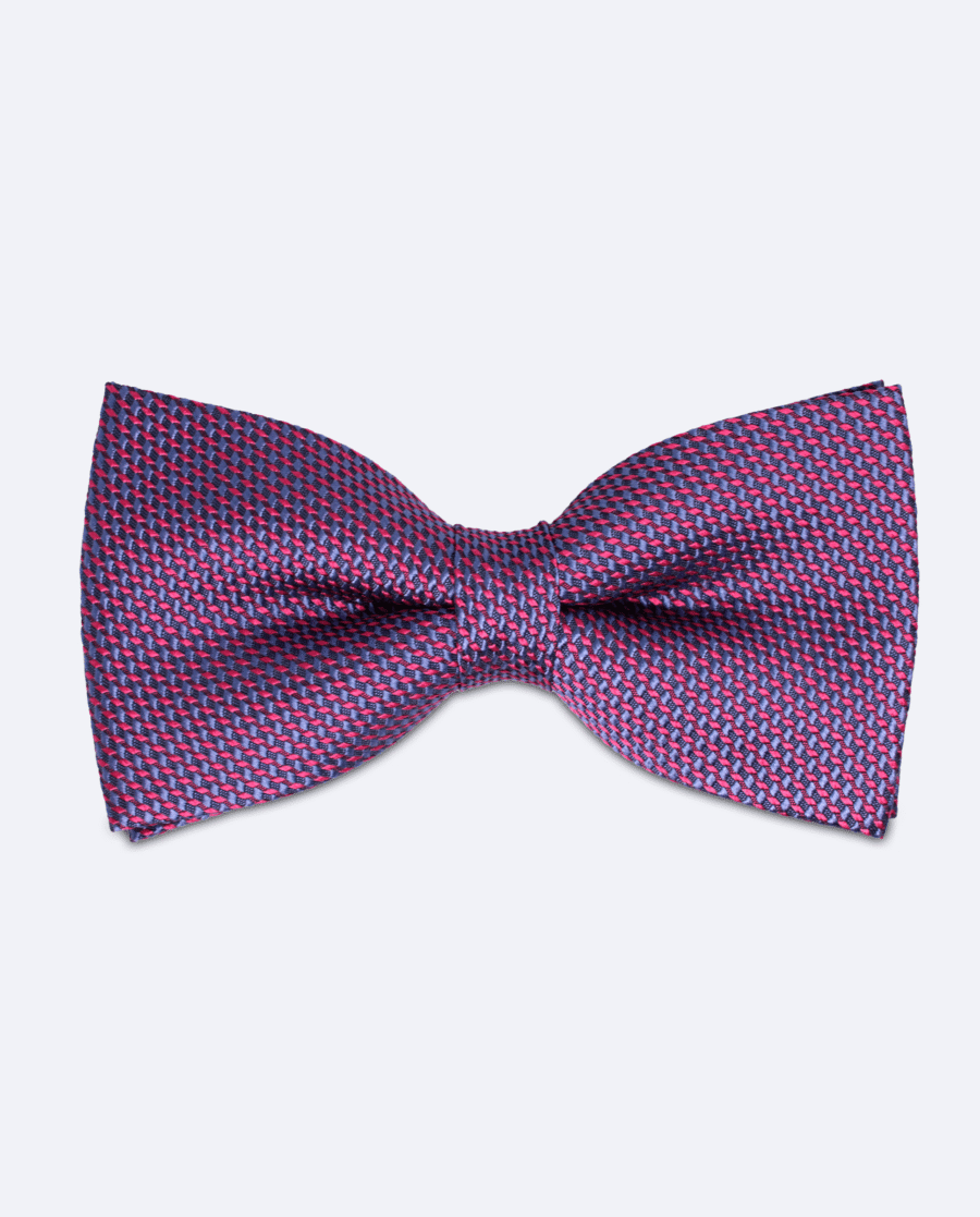 Pajarita azul índigo y fucsia con microtextura jacquard