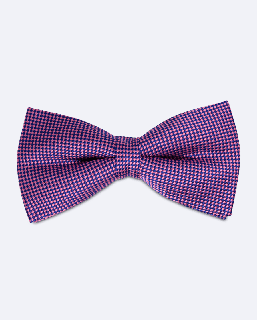 Pajarita rosa y azul marino con microcuadros