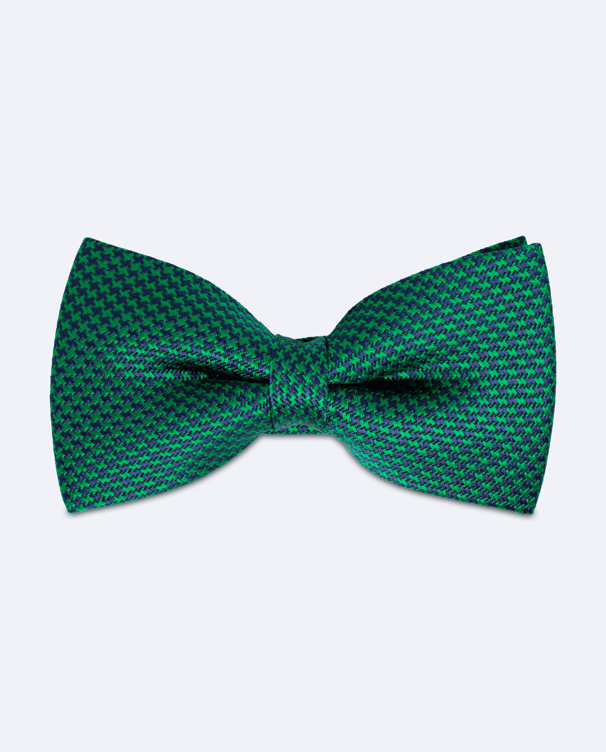 Pajarita verde esmeralda con pata de gallo azul marino de seda | Sebasti