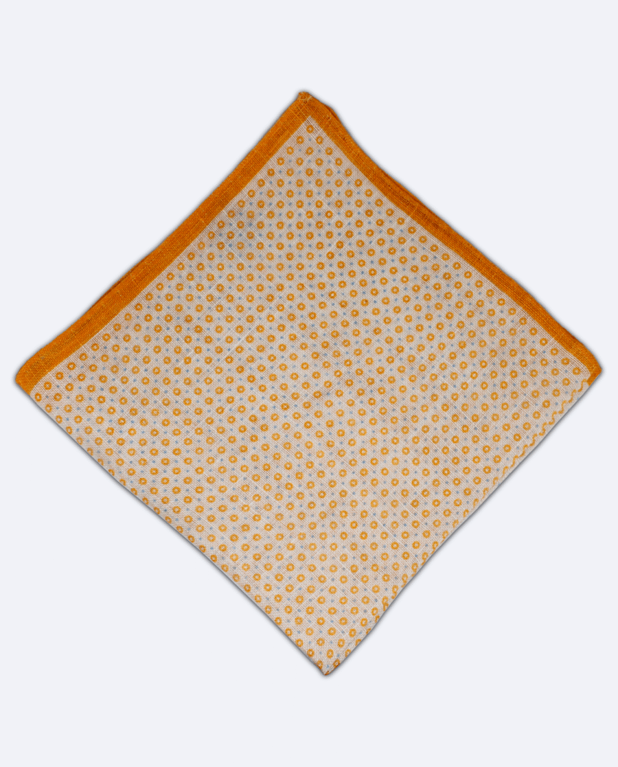 Pañuelo de bolsillo amarillo con círculos mostaza