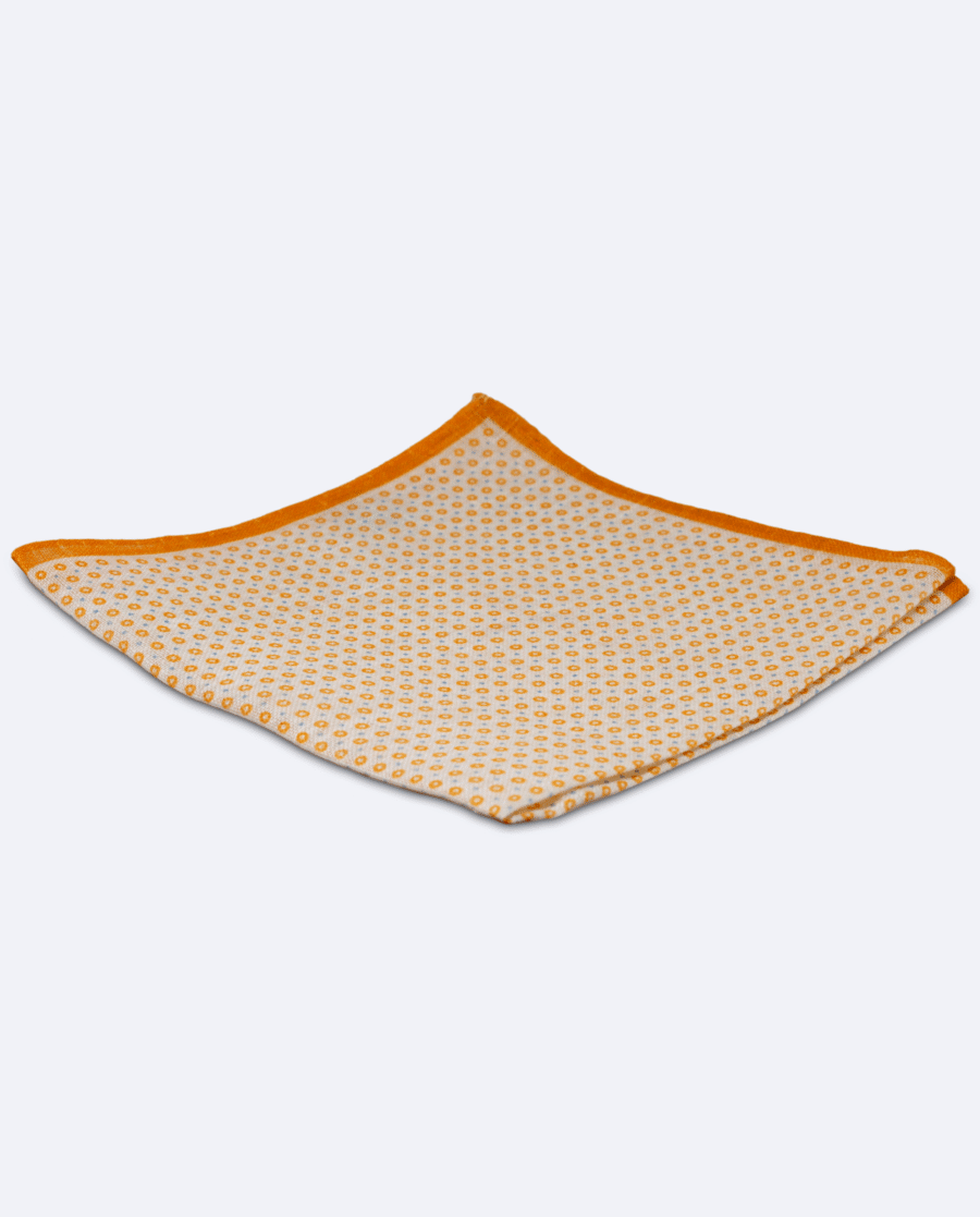Pañuelo de bolsillo amarillo con círculos mostaza