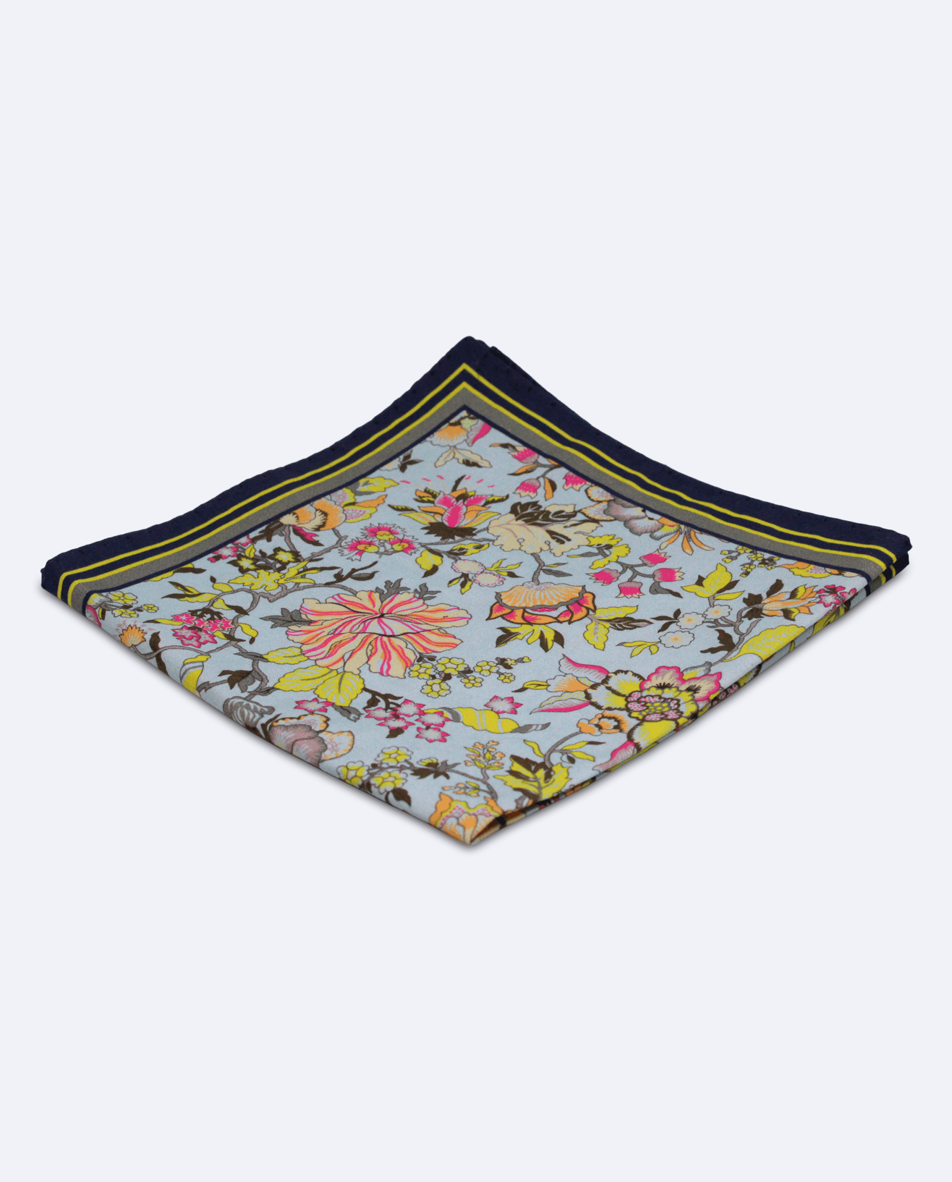 Pañuelo de bolsillo azul claro con flores multicolor | Sebasti