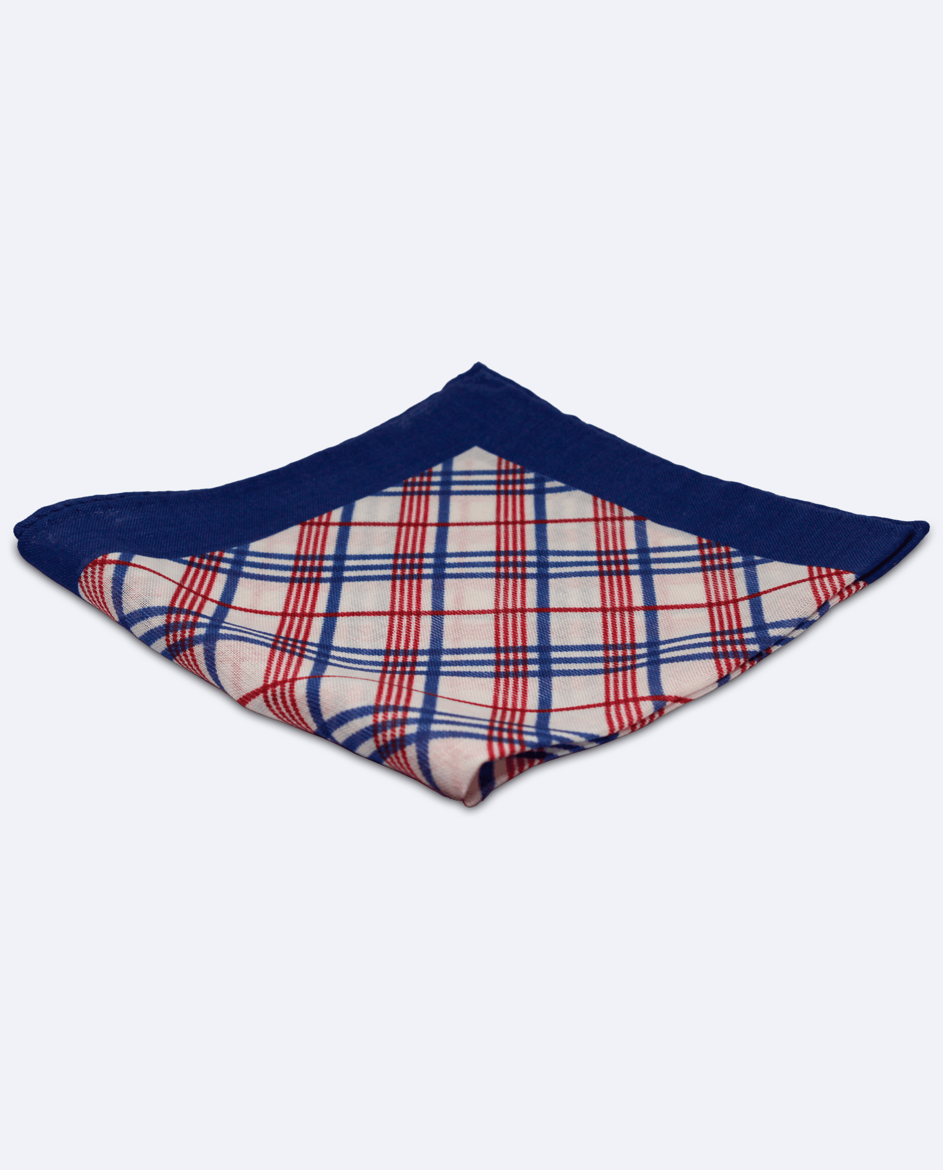 Pañuelo de bolsillo azul marino con cuadros rojos | Sebasti