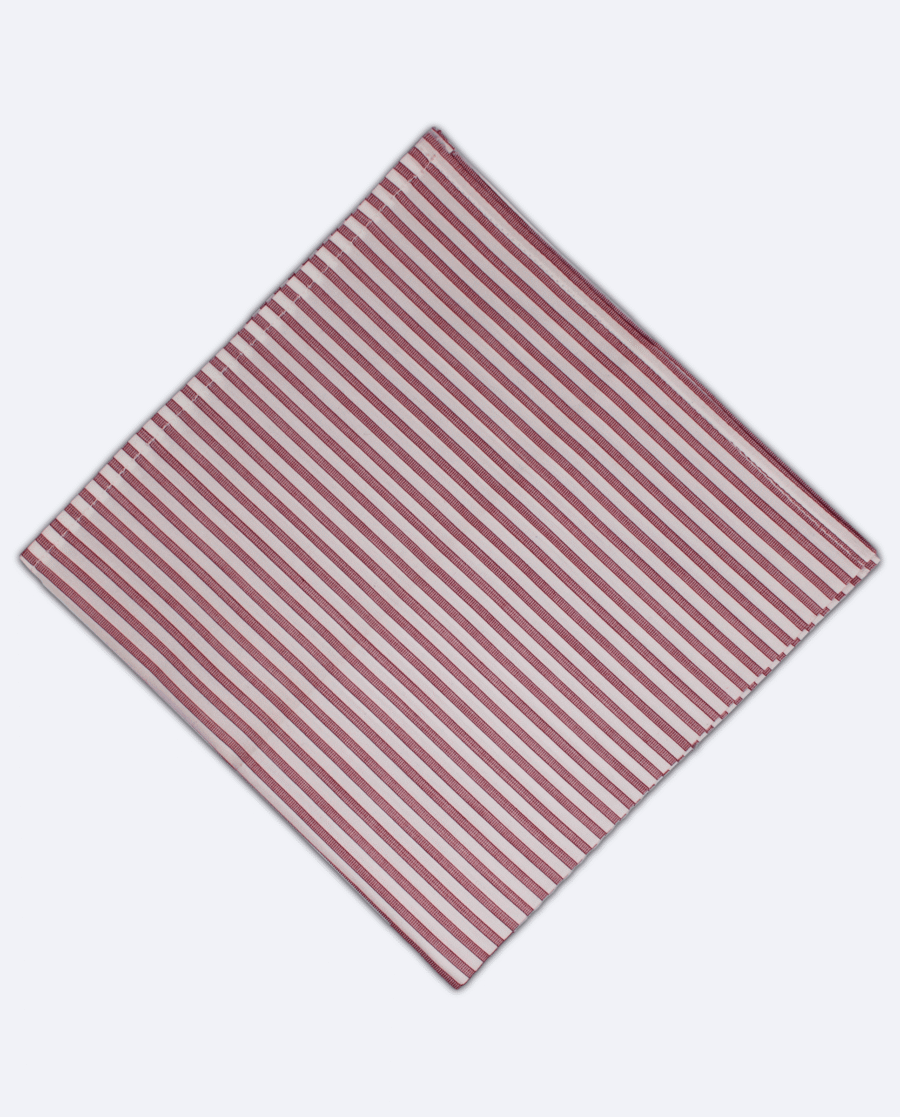 Pañuelo de bolsillo blanco con rayas burdeos