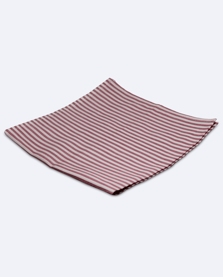 Pañuelo de bolsillo blanco con rayas burdeos