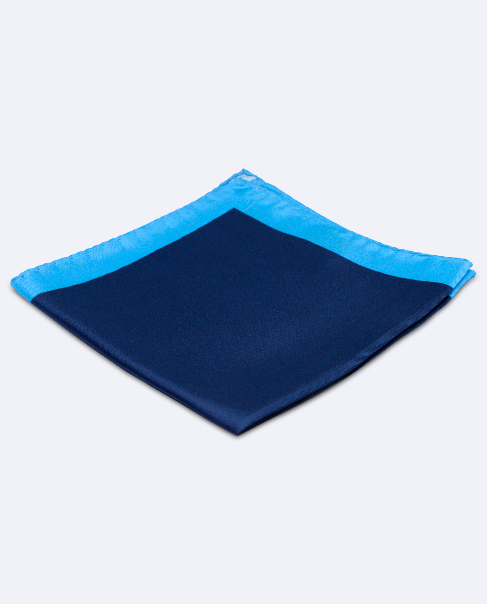 Pañuelo de bolsillo de seda azul marino y azul claro | Sebasti