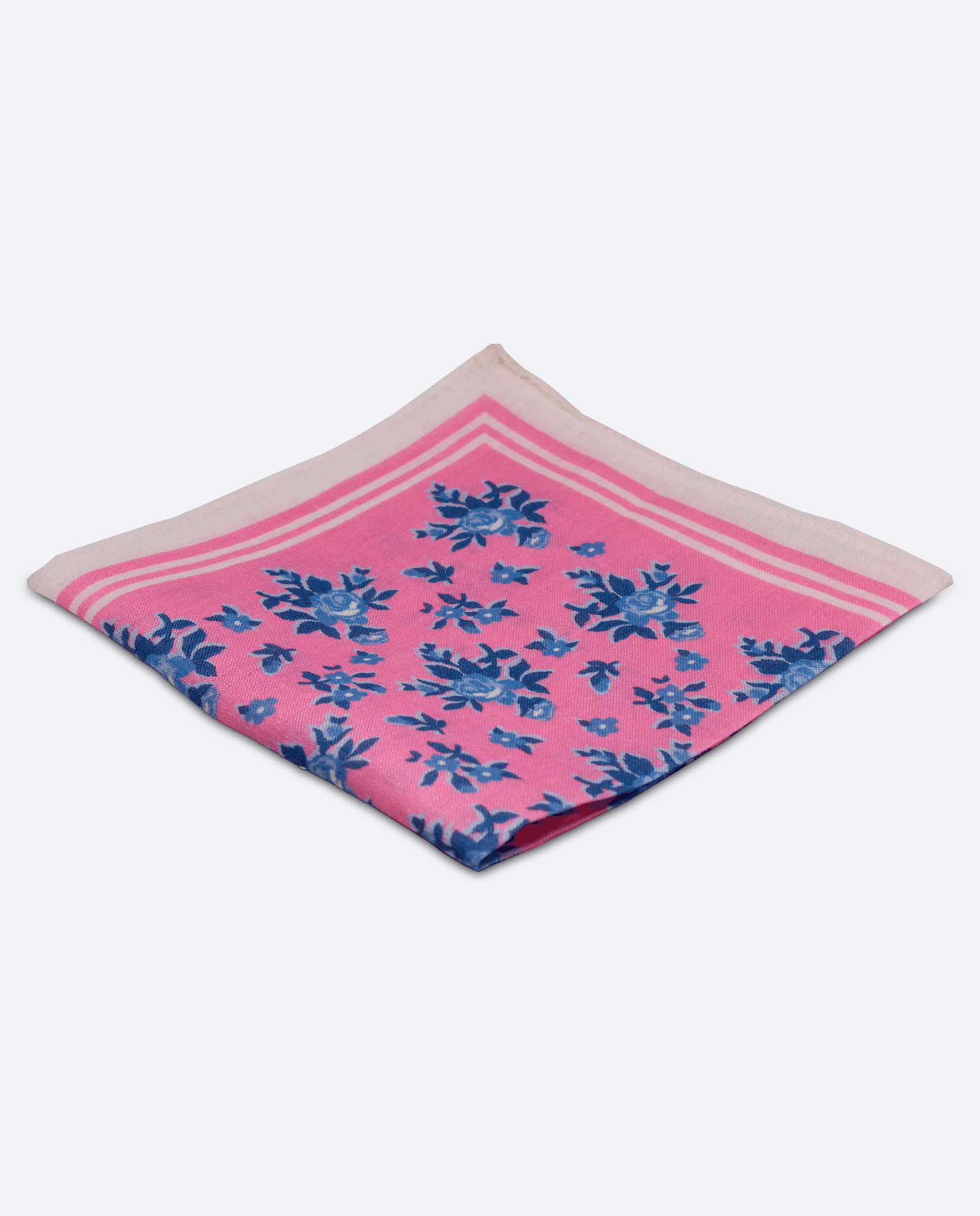 Pañuelo de bolsillo rosa con flores azules | Sebasti