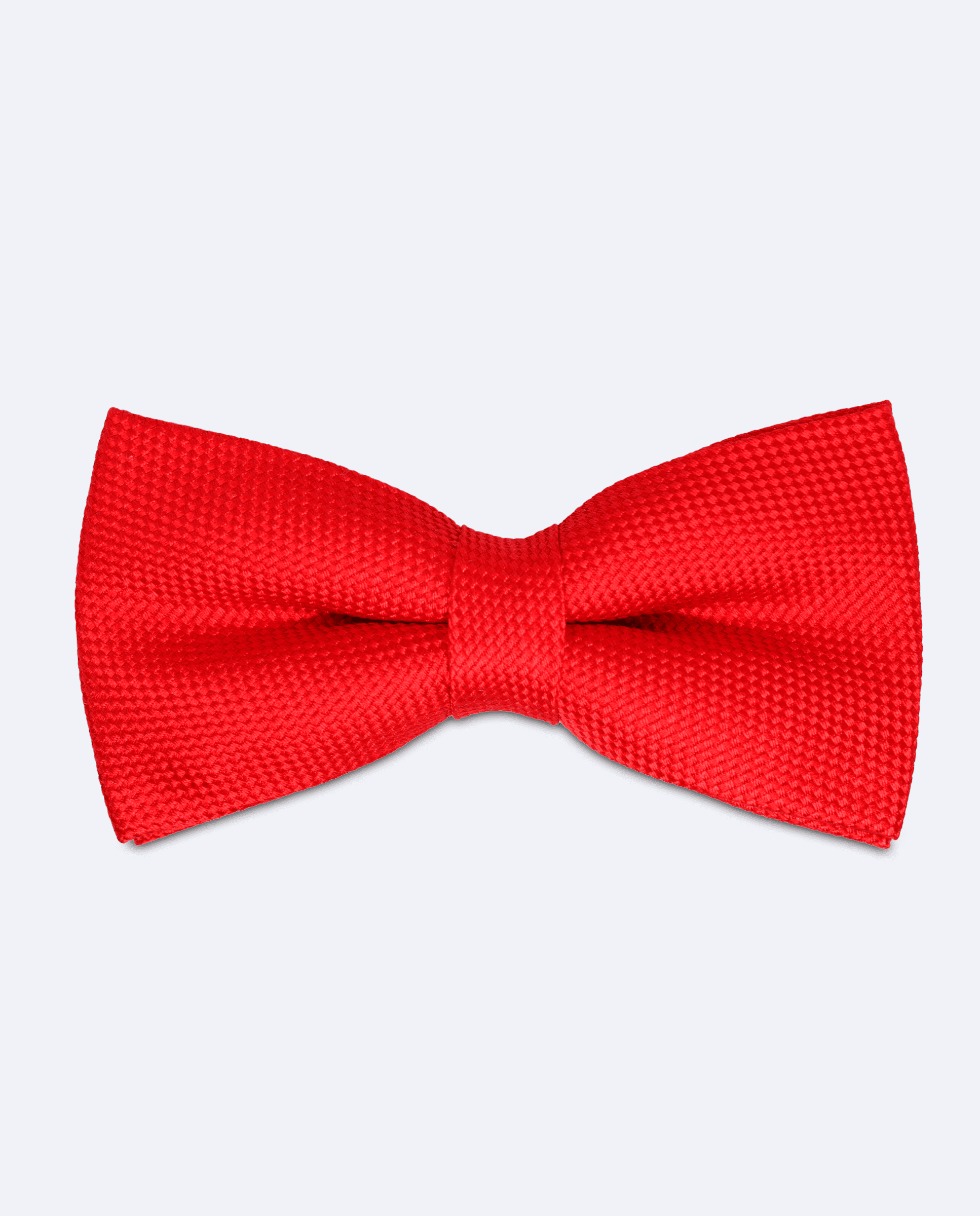 Pajarita rocío roja, con diseño jacquard de micropuntos, hecha a mano en 100% seda italiana, vista frontal