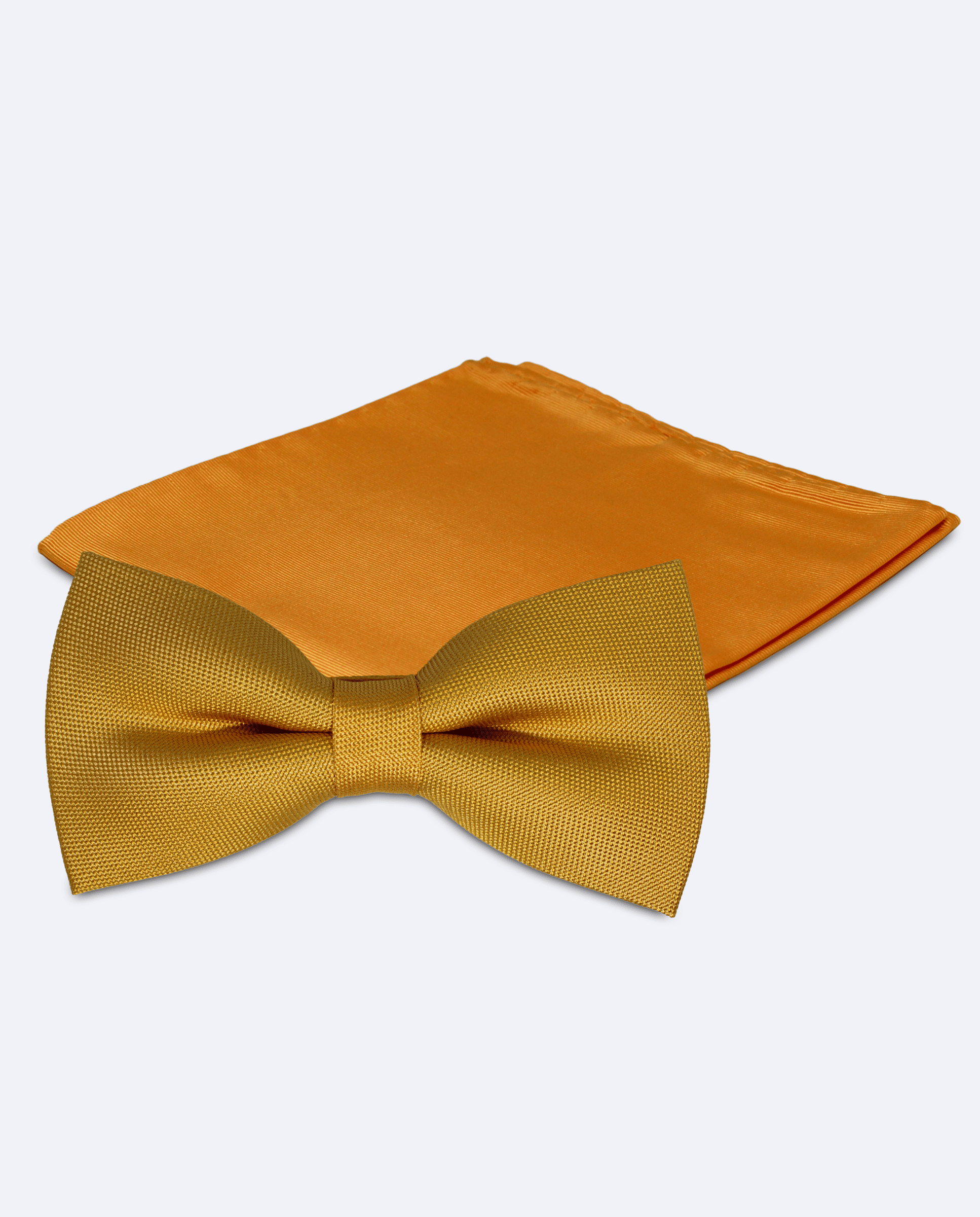 Set pajarita y pañuelo amarillo mostaza liso