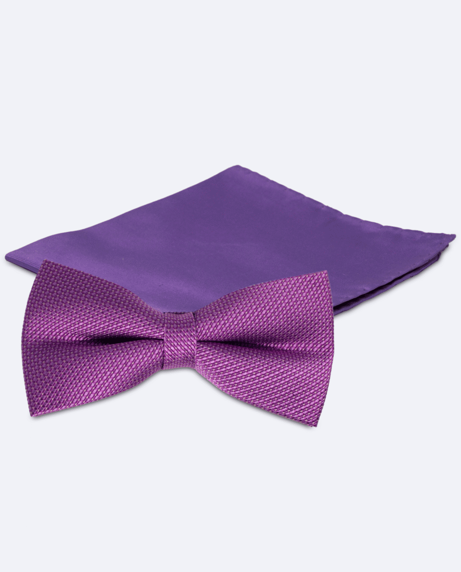 Set pajarita lila y pañuelo liso lila