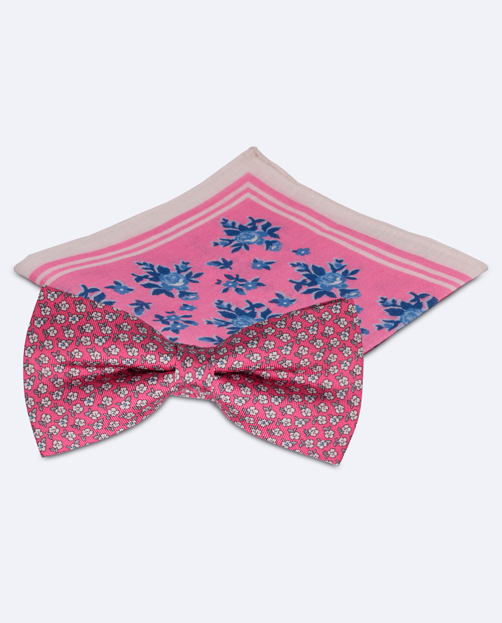 Set pajarita y pañuelo rosa floral